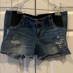 Maternity Distressed Denim Shorts